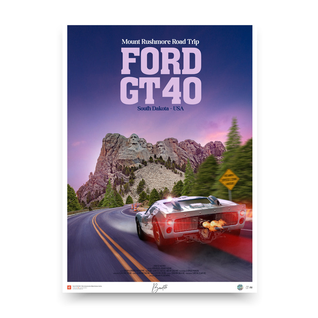 Ford GT40 MK2 – Mount Rushmore Road Trip - Limited Edition Poster