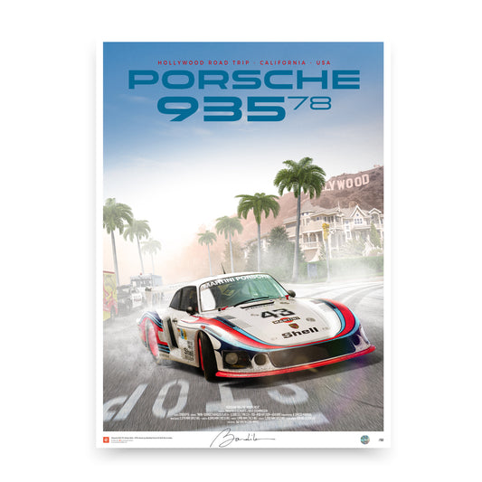 Poster Porsche 935-78 Moby Dick - Hollywood Road Trip - Limited Edition Poster