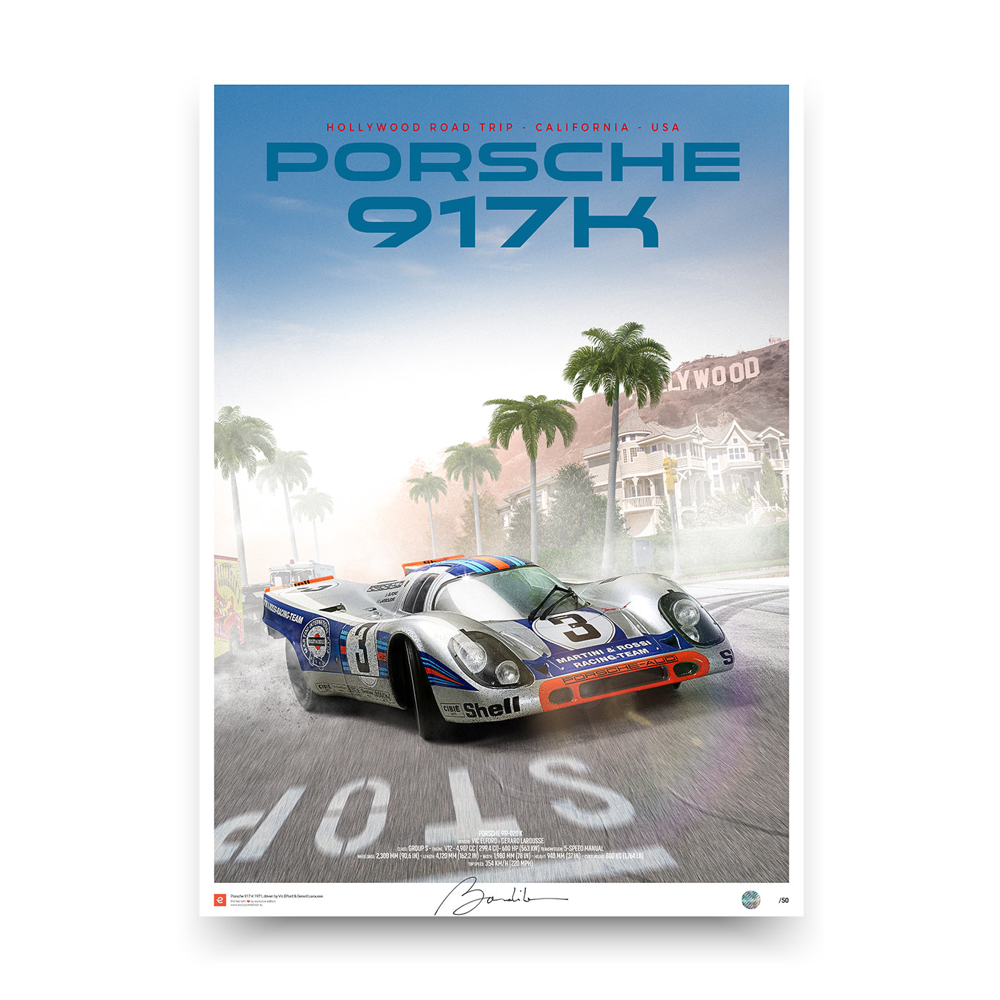 Porsche 917 K Martini Racing - Hollywood Road Trip - Limited Edition Poster