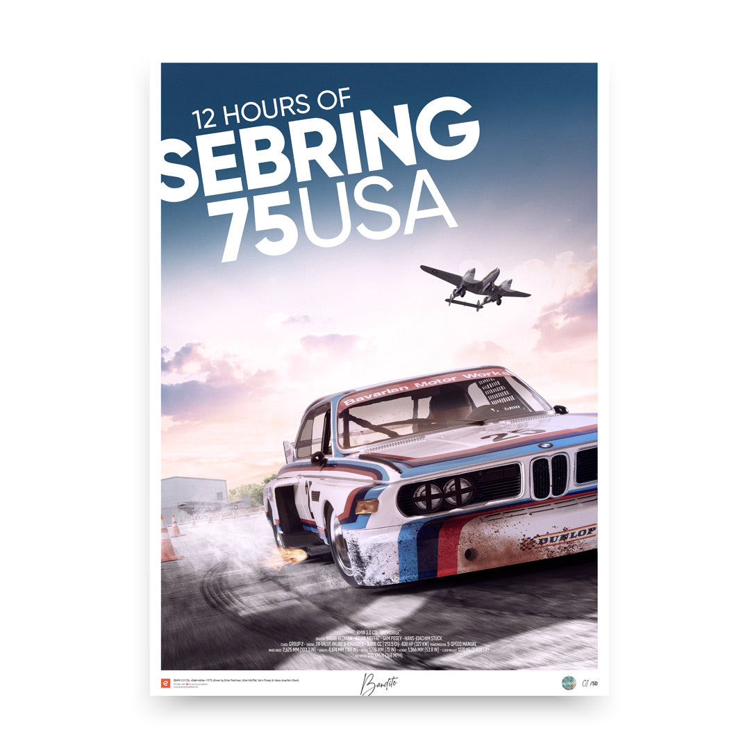 BMW 3.0 CSL – 12h of Sebring 1975 - Limited Edition Poster