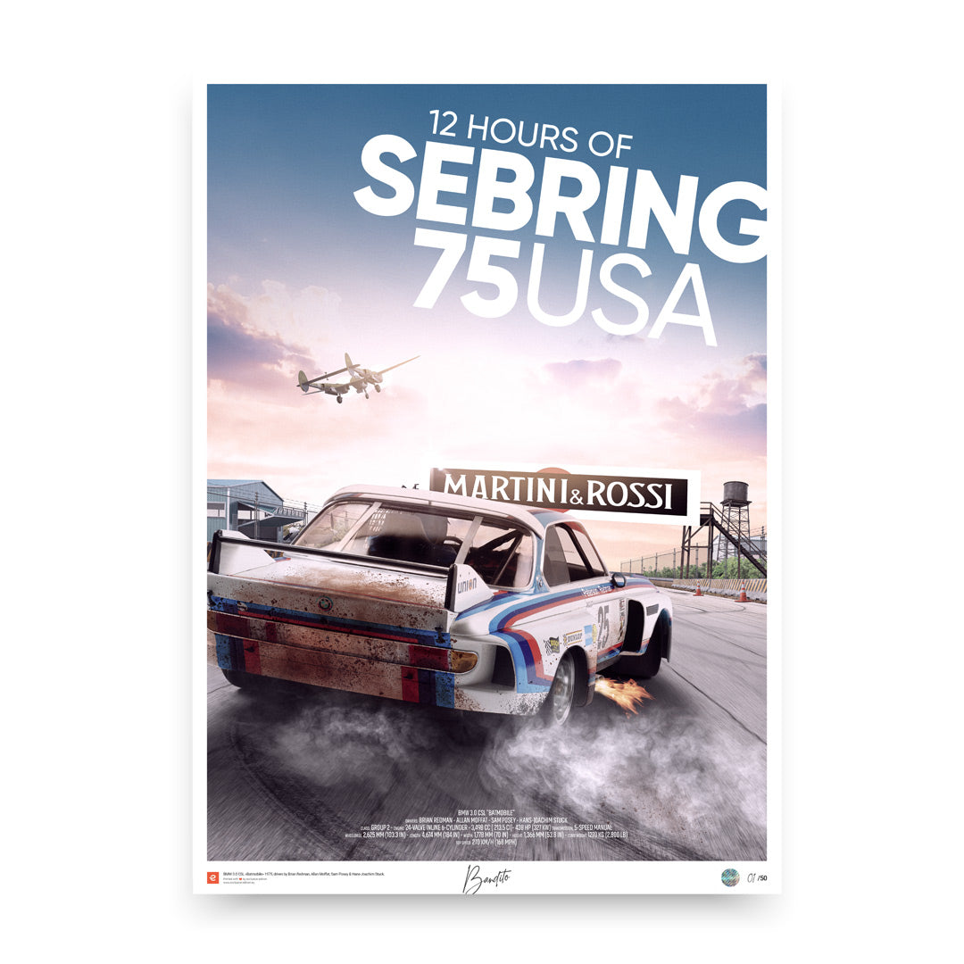 BMW 3.0 CSL – 12h of Sebring 1975 - Limited Edition Poster