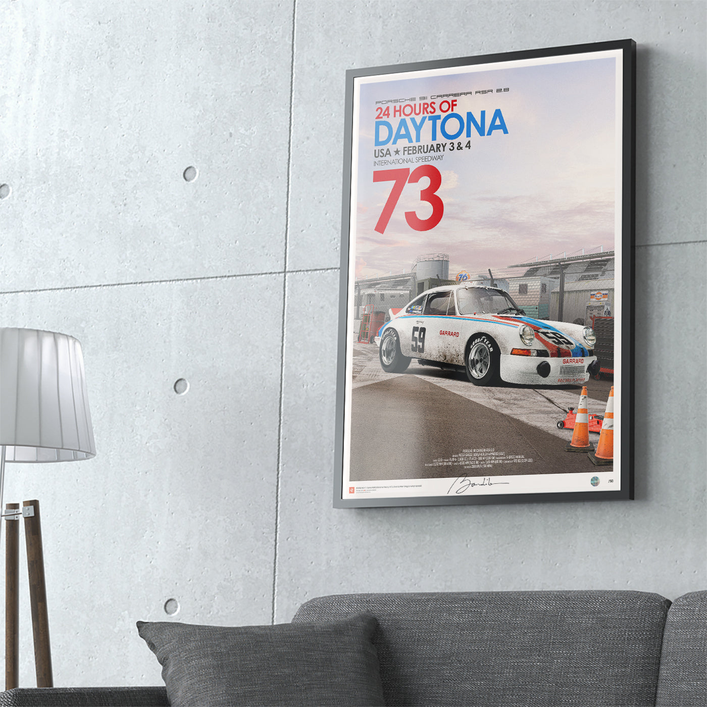 Porsche 911 carrera 2.8 RSR – Stand – 24h Daytona 1973 - Limited Edition Poster