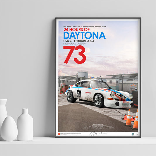 Porsche 911 carrera 2.8 RSR – Stand – 24h Daytona 1973 - Limited Edition Poster