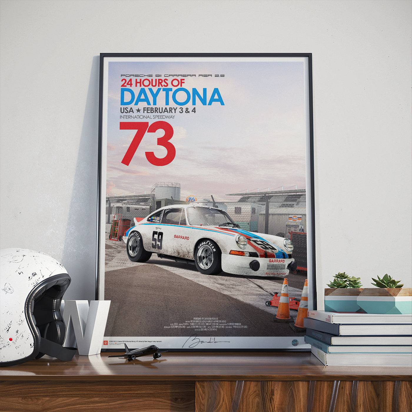 Porsche 911 carrera 2.8 RSR – Stand – 24h Daytona 1973 - Limited Edition Poster