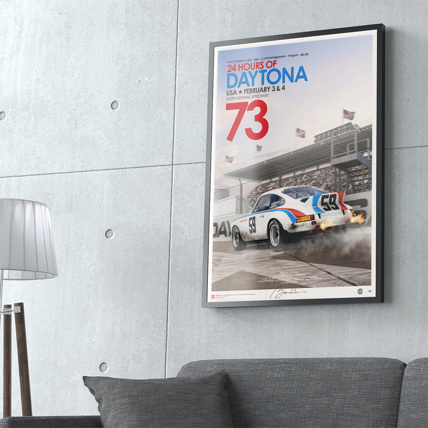 Porsche 911 carrera 2.8 RSR – Race – 24h Daytona 1973 -  Limited Edition Poster