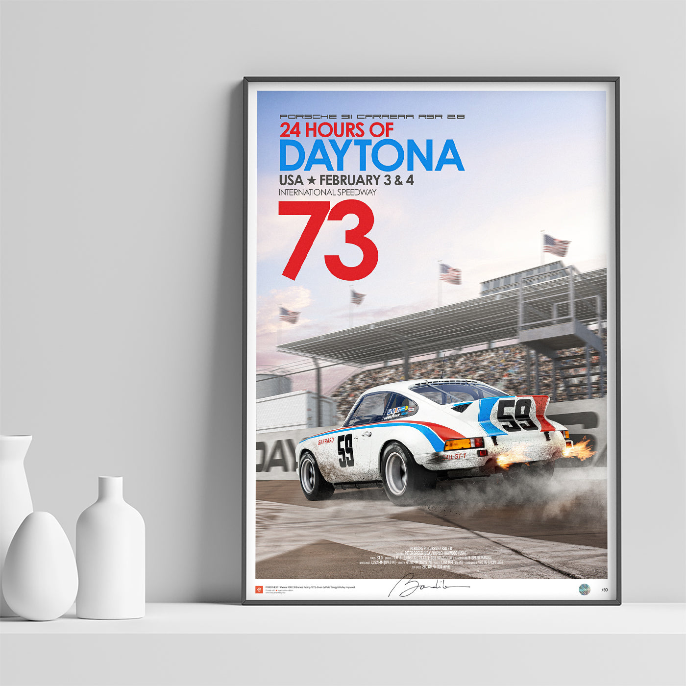 Porsche 911 carrera 2.8 RSR – Race – 24h Daytona 1973 -  Limited Edition Poster