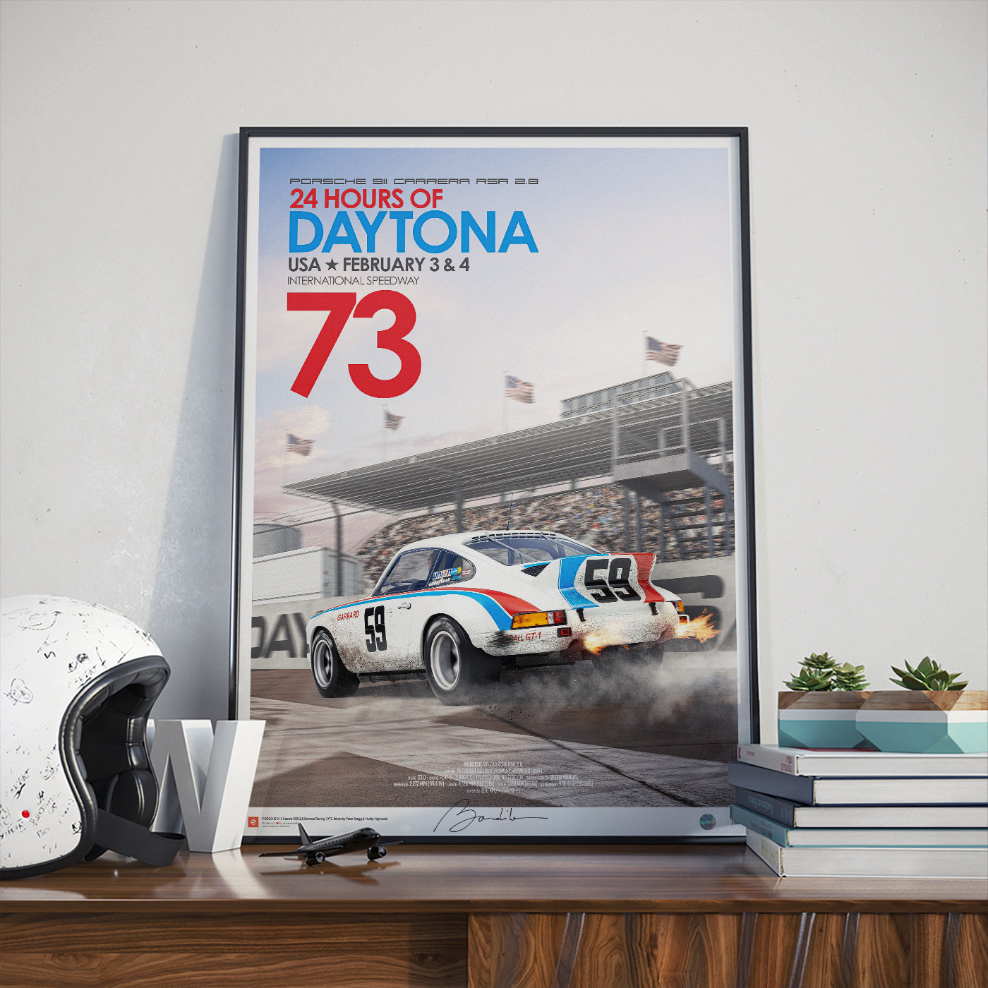 Porsche 911 carrera 2.8 RSR – Race – 24h Daytona 1973 -  Limited Edition Poster