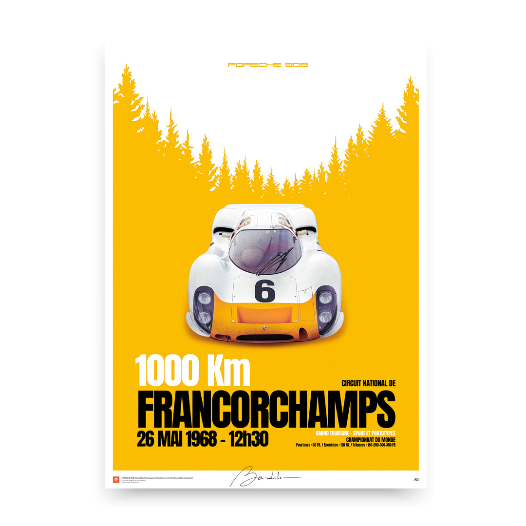 Porsche 908 – 1000 km de Francorchamps 1968 - Limited Edition Poster