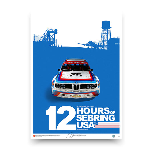 Poster BMW 3.0 CSL – 12h of Sebring 1975 - Limited Edition Poster