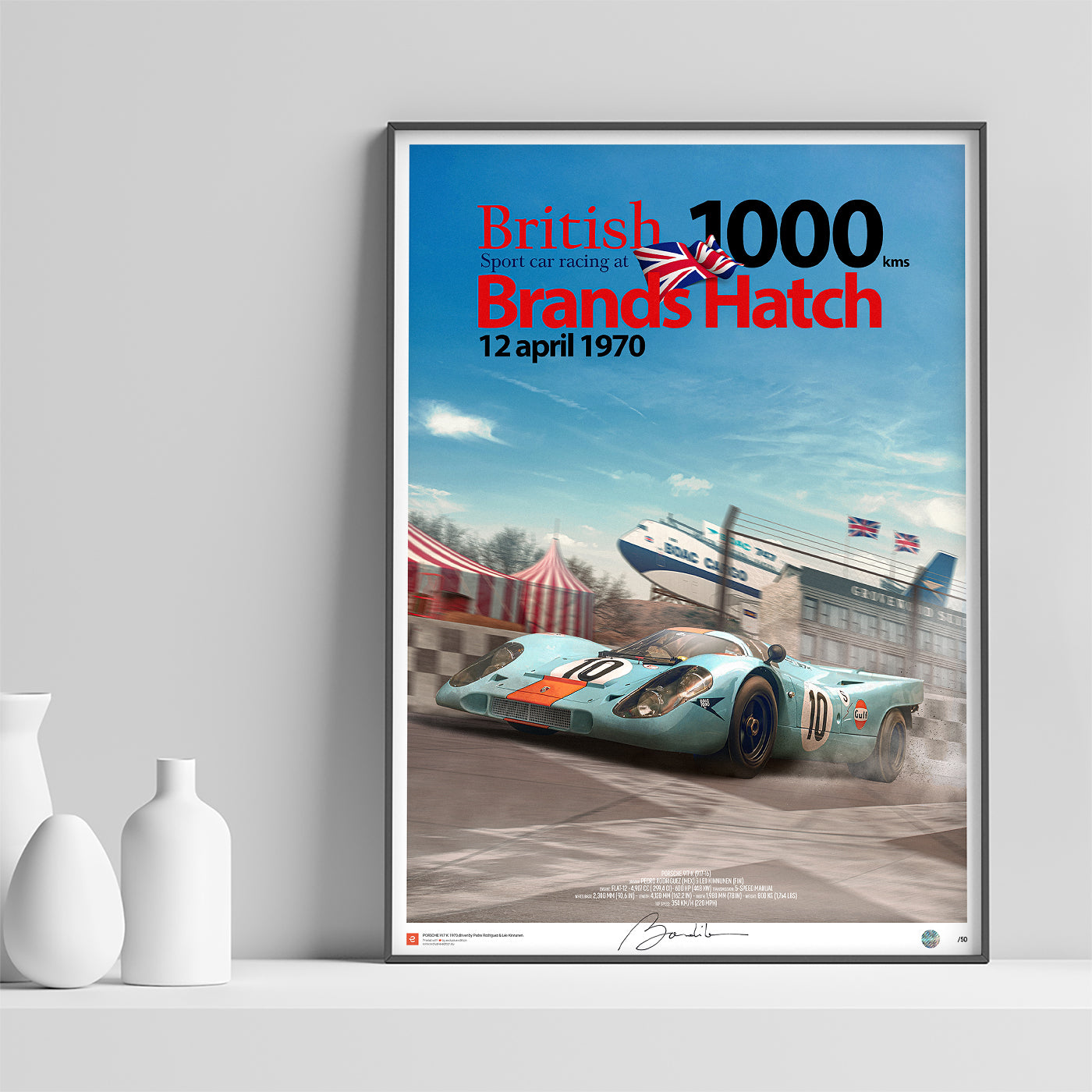 Poster Porsche 917 K Gulf – Brands Hatch 1970 Profil - Limited Edition Poster