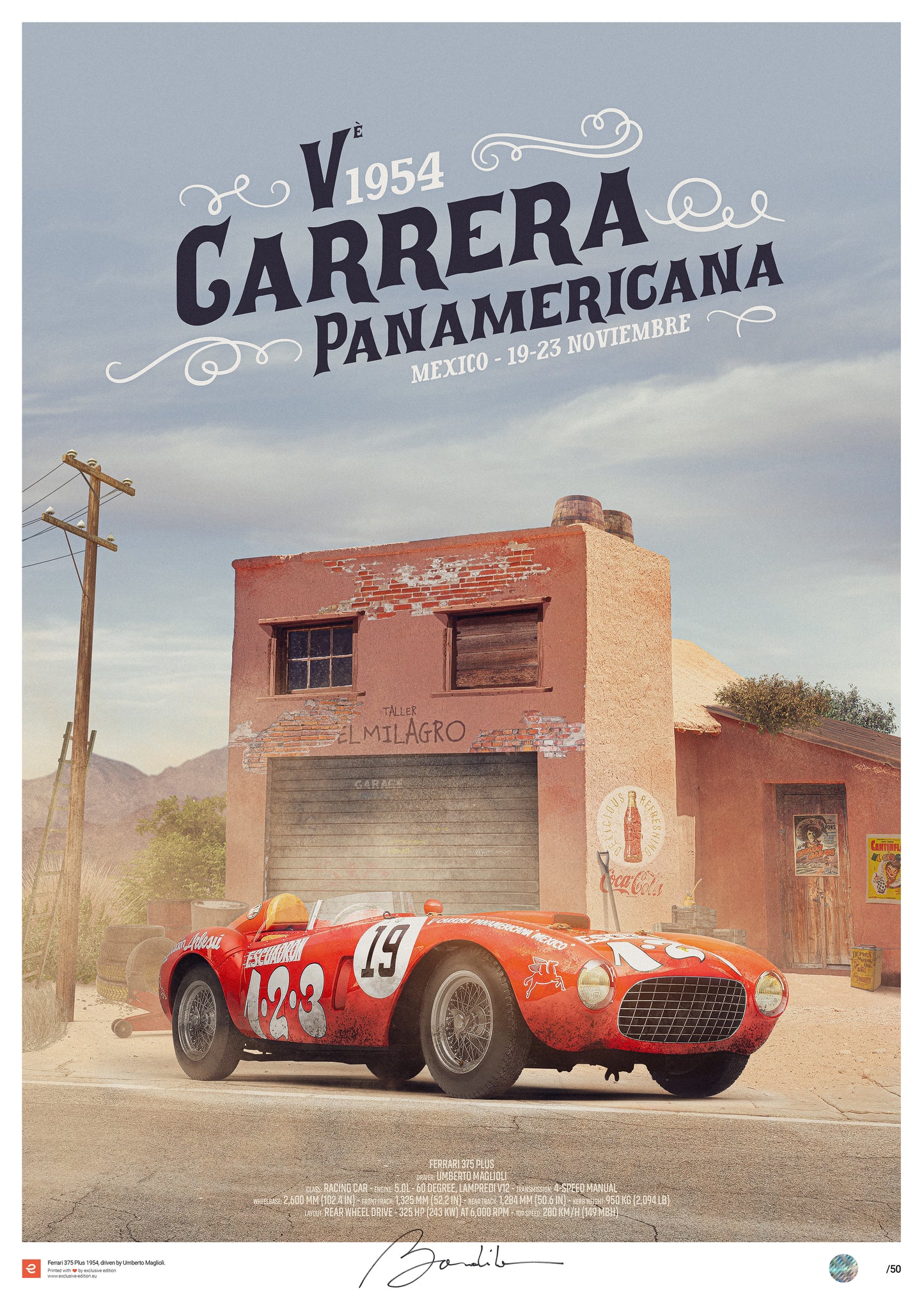 Poster Ferrari 375 Plus – Carrera Panamericana 1954- Limited Edition Poster