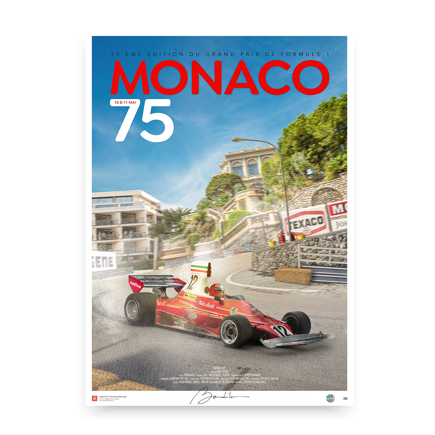 Ferrari 312T – Niki Lauda – Monaco 1975 – Loews Turn - Limited Edition Poster