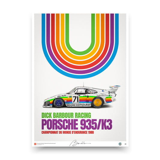 Poster Porsche 935/k3 “Apple”, Dick Barbour Racing 1980 -  Limited Edition Poster