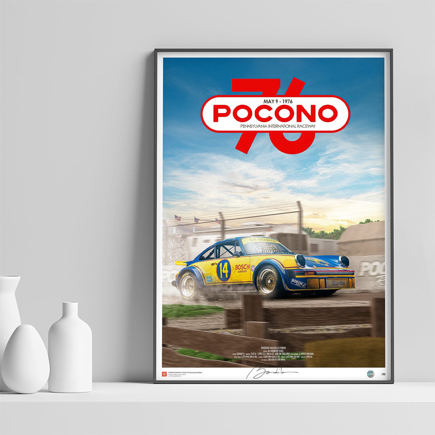 Poster Porsche 934 Turbo 3.0 RSR – Pocono 1976 - Limited Edition Poster