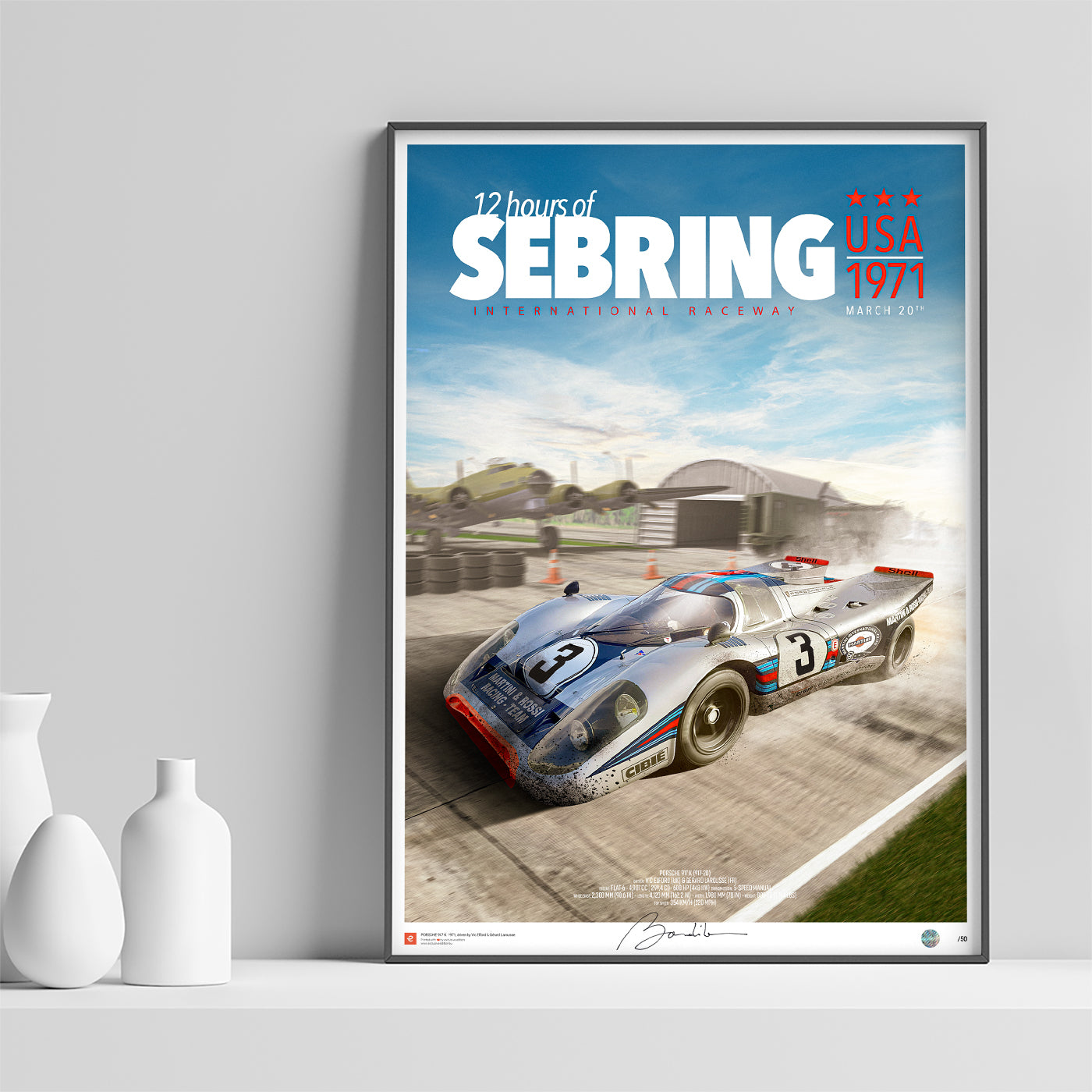 Poster Porsche 917 K Martini Racing – Sebring 1971 - Limited Edition Poster