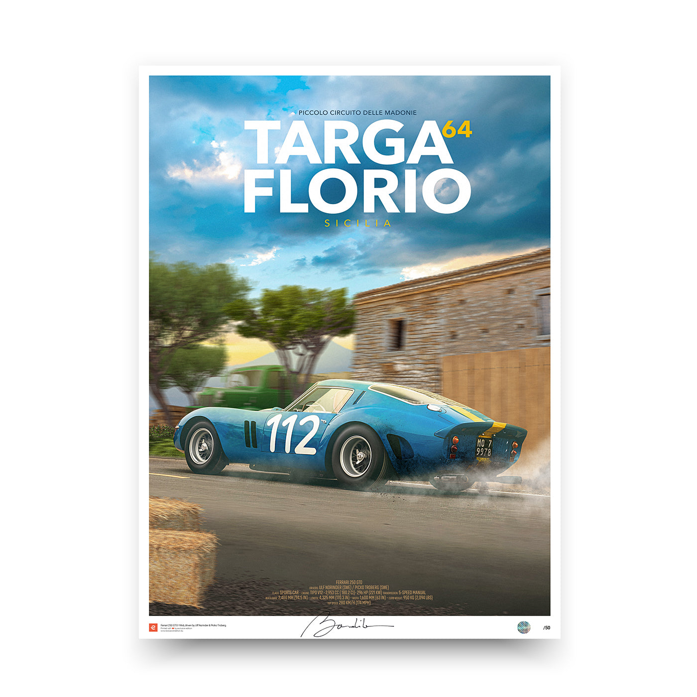 Poster Ferrari 250 GTO – Targa Florio 1964 - Limited Edition Poster