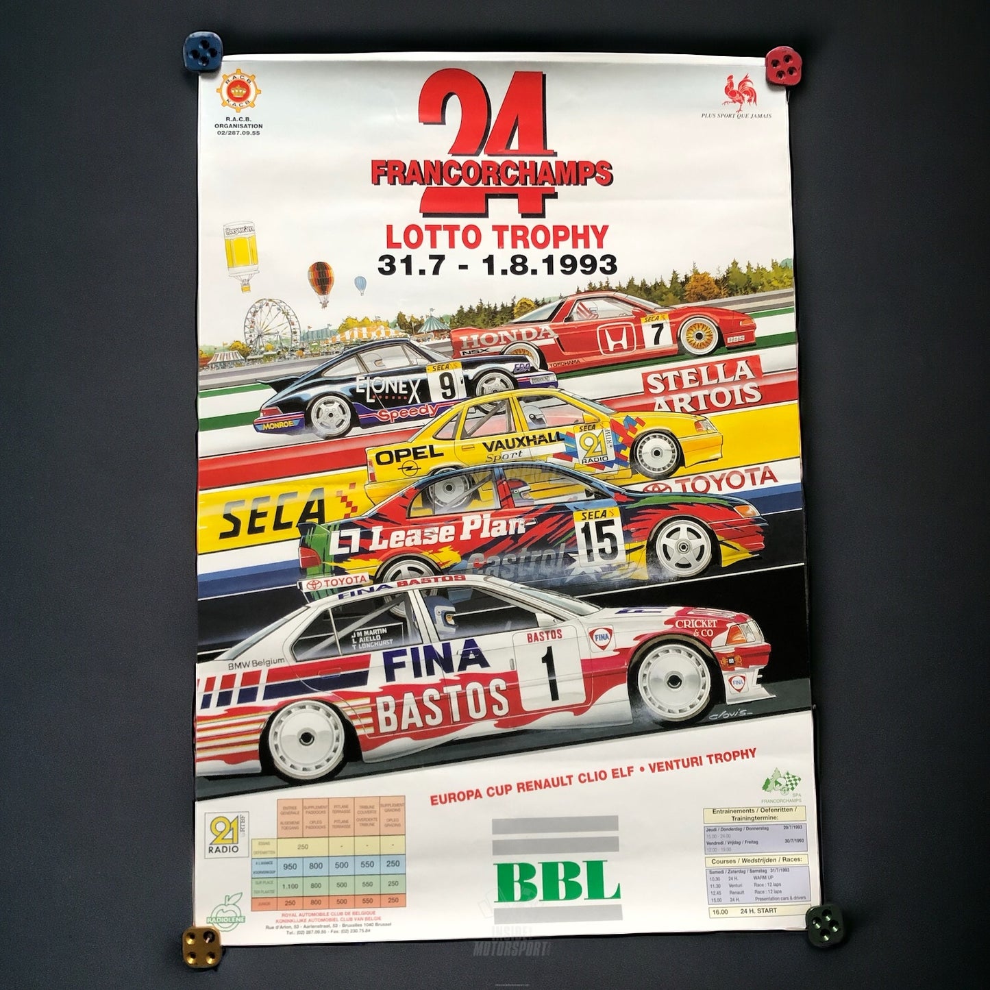 Poster 24 Hours Francorchamps 1993 - Lotto Trophy - Spa Francorchamps