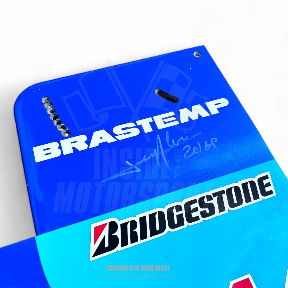 Left Carbon Rear Wing End Plate Signed by Jean Alesi - Sauber C18 F1 - 1999
